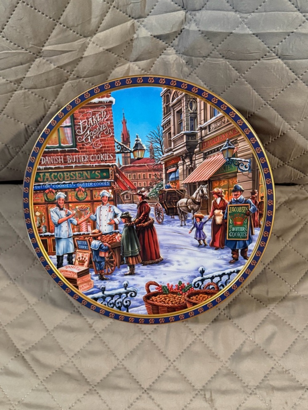 Embossed Christmas Holiday Jacobsons Danish Butter Cookie Tin